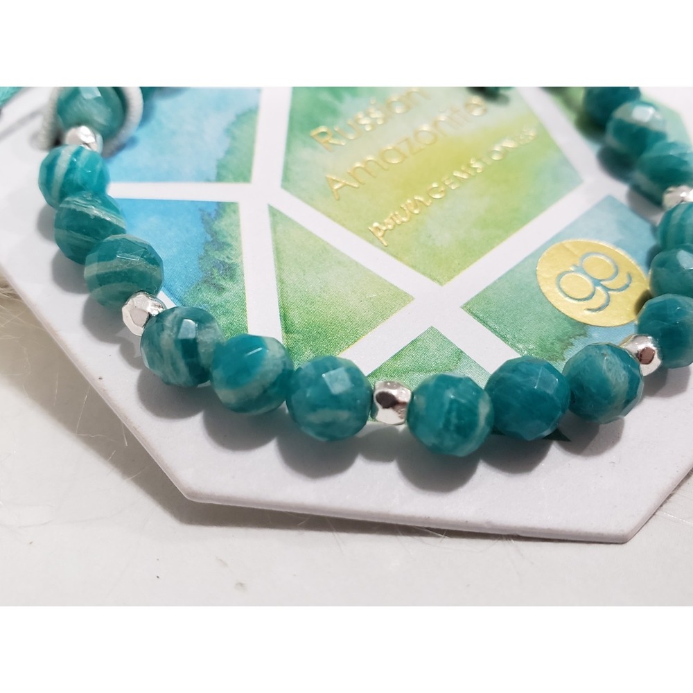 NEW Gorjana Power Gemstone Geo RUSSIAN AMAZONITE BEADED Bracelet ADJUSTABLE - Picture 2 of 4